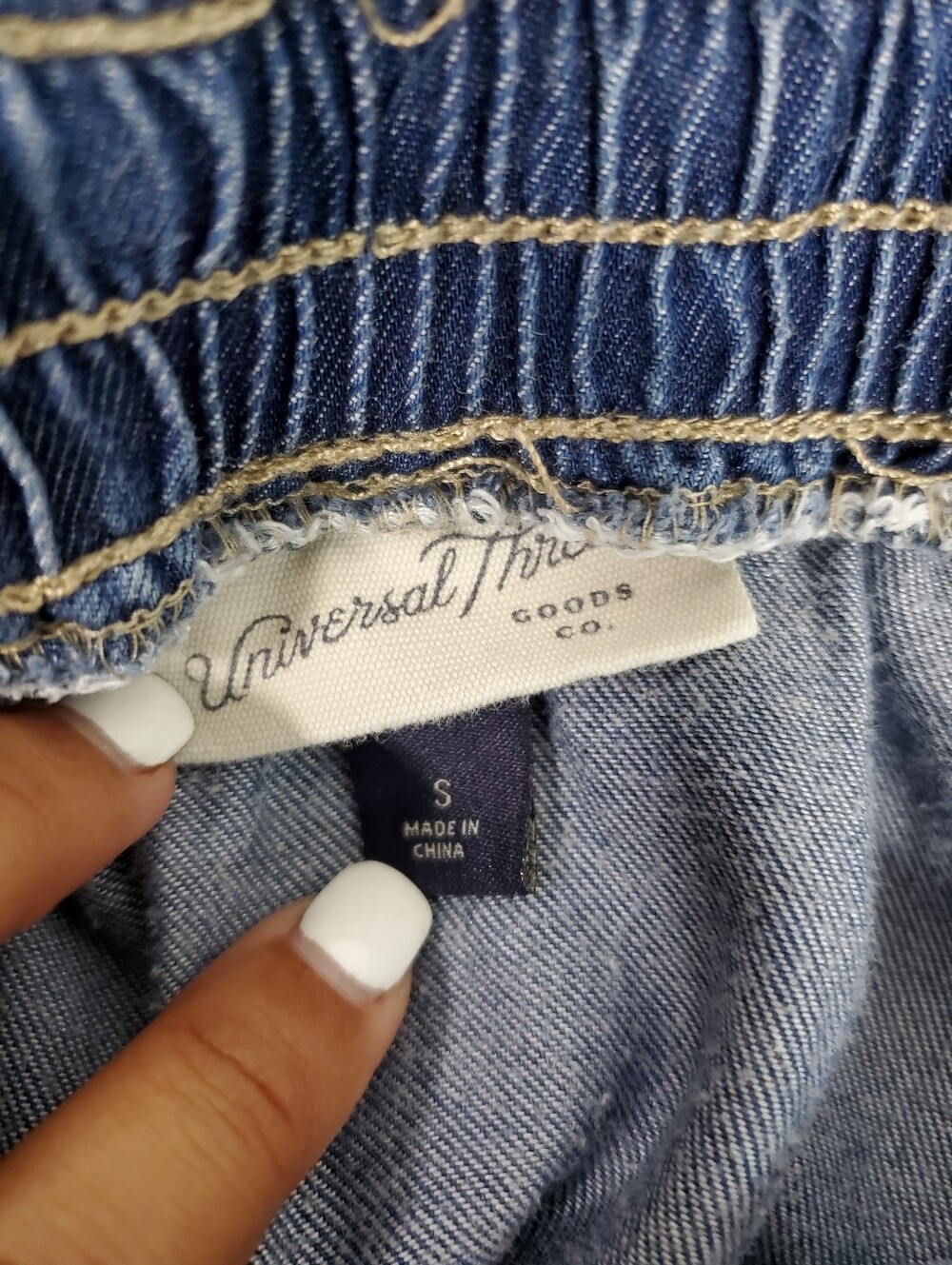 Universal Thread Chambray Denim Skirt Mini Small Academia Festival Hippie Boho - Picture 5 of 6